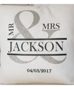 Personalised Wedding Cushion with Initials and Date of the Special Day