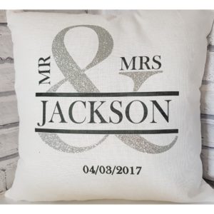 Personalised Wedding Cushion with Initials and Date of the Special Day